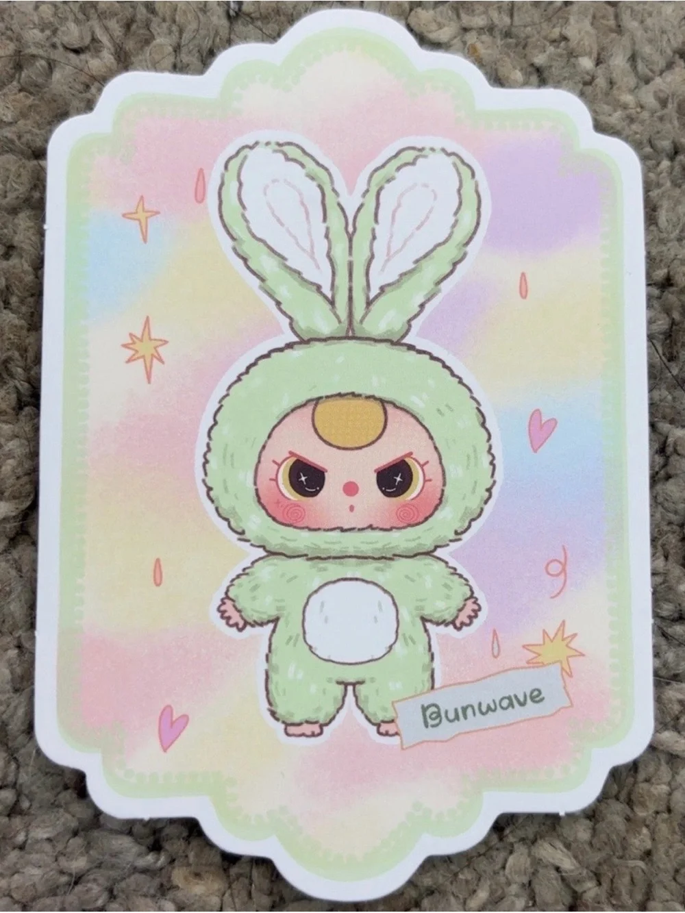 Cute Plush Bunny Doll in Light Green with Pink Outfit